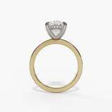 14K Yellow And White Gold Hidden Halo Oval Diamond Engagement Ring