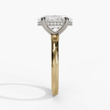 14K Yellow And White Gold Hidden Halo Oval Diamond Engagement Ring
