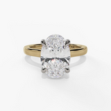 14K Yellow And White Gold Hidden Halo Oval Diamond Engagement Ring