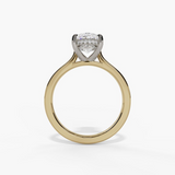 14K Yellow And White Gold Hidden Halo Oval Diamond Engagement Ring