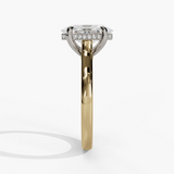 14K Yellow And White Gold Hidden Halo Oval Diamond Engagement Ring