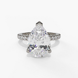 14K White Gold Hidden Halo Pear Natural Diamonds Engagement Ring