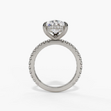 14K White Gold Hidden Halo Pear Natural Diamonds Engagement Ring