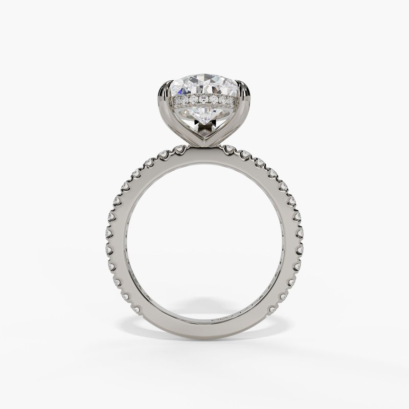 14K White Gold Hidden Halo Pear Natural Diamonds Engagement Ring