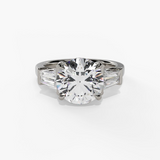 14K White Gold Three Stone Round Natural Diamonds Engagement Ring