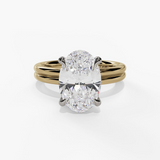 14K Yellow And White Gold Hidden Halo Oval Diamond Engagement Ring