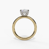 14K Yellow And White Gold Hidden Halo Oval Diamond Engagement Ring