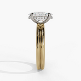 14K Yellow And White Gold Hidden Halo Oval Diamond Engagement Ring