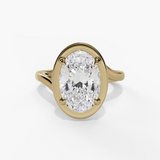 14K Yellow Gold Hidden Halo Oval Natural Diamonds Engagement Ring