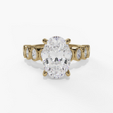 14K Yellow Gold Classic Oval Natural Diamonds Engagement Ring