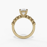 14K Yellow Gold Classic Oval Natural Diamonds Engagement Ring