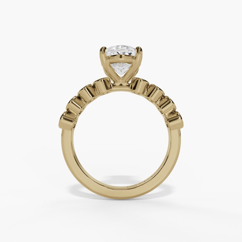 14K Yellow Gold Classic Oval Natural Diamonds Engagement Ring