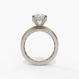 14K Yellow And White Gold Hidden Halo Round Natural Diamonds Engagement Ring
