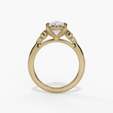 14K Yellow Gold Floral Oval Natural Diamonds Engagement Ring