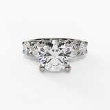 14K White Gold Classic Round Natural Diamonds Engagement Ring
