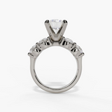 14K White Gold Classic Round Natural Diamonds Engagement Ring