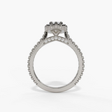 14K White Gold Halo Oval Natural Diamonds Engagement Ring