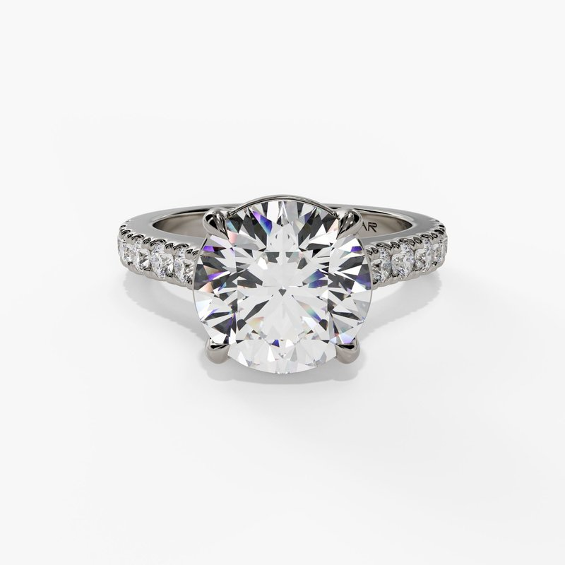 14K White Gold Classic Round Natural Diamonds Engagement Ring