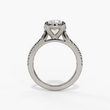 14K White Gold Classic Round Natural Diamonds Engagement Ring