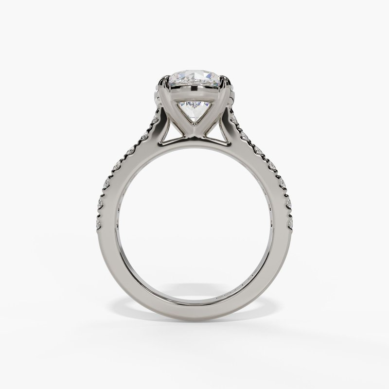 14K White Gold Classic Round Natural Diamonds Engagement Ring
