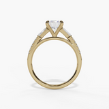 14K Yellow Gold Three Stone Round Natural Diamonds Engagement Ring