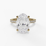 14K Yellow Gold Classic Round Natural Diamonds Engagement Ring