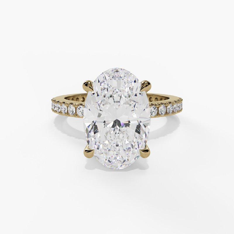14K Yellow Gold Classic Round Natural Diamonds Engagement Ring