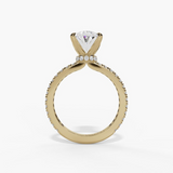 14K Yellow Gold Classic Round Natural Diamonds Engagement Ring