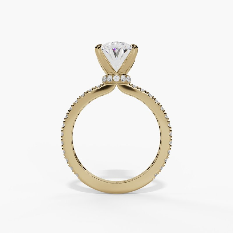 14K Yellow Gold Classic Round Natural Diamonds Engagement Ring