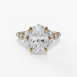 14K Yellow Gold Organic Oval Natural Diamonds Engagement Ring