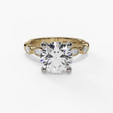 14K Yellow And White Gold  Classic Round Natural Diamonds Engagement Ring