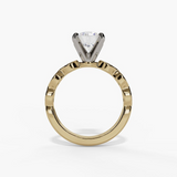 14K Yellow And White Gold  Classic Round Natural Diamonds Engagement Ring