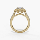 14K Yellow Gold Vintage Emerald Cut Natural Diamonds Engagement Ring