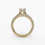 14K Yellow Gold Hidden Halo Oval Natural Diamonds Engagement Ring