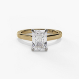 14K Yellow And White Gold Hidden Halo Radiant Diamond Engagement Ring