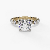 14K Yellow And White Gold Modern Round Natural Diamonds Engagement Ring