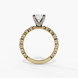 14K Yellow And White Gold Modern Round Natural Diamonds Engagement Ring