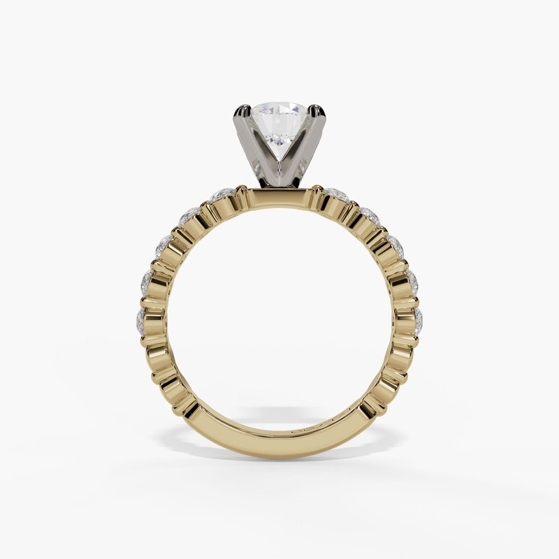 14K Yellow And White Gold Modern Round Natural Diamonds Engagement Ring