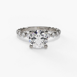 14K White Gold Modern Round Natural Diamonds Engagement Ring