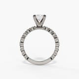 14K White Gold Modern Round Natural Diamonds Engagement Ring