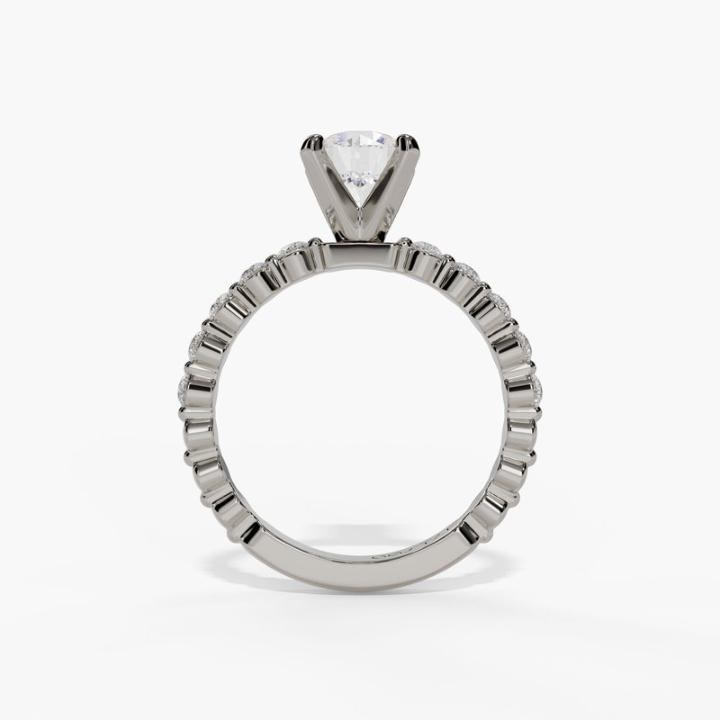 14K White Gold Modern Round Natural Diamonds Engagement Ring