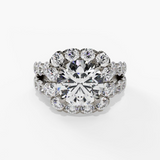 14K White Gold Split Shank Halo Round Natural Diamonds Engagement Ring