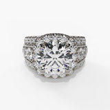 14K White Gold Halo Round Natural Diamonds Engagement Ring