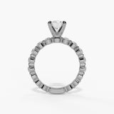 14K White Gold Modern Round Natural Diamonds Engagement Ring