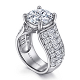 14K White Gold Kera Wide Band Round Natural Diamonds Engagement Ring