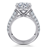 14K White Gold Kera Wide Band Round Natural Diamonds Engagement Ring