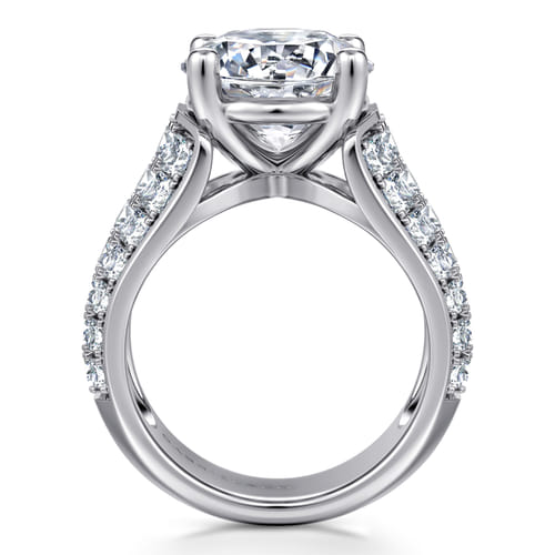 14K White Gold Kera Wide Band Round Natural Diamonds Engagement Ring