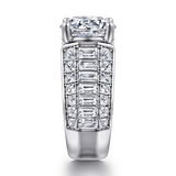 14K White Gold Kera Wide Band Round Natural Diamonds Engagement Ring