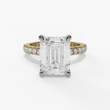 14K Yellow And White Gold Hidden Halo Radiant Natural Diamond Engagement Ring
