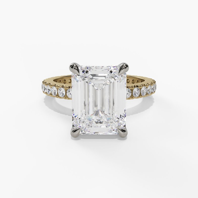 14K Yellow And White Gold Hidden Halo Radiant Natural Diamond Engagement Ring